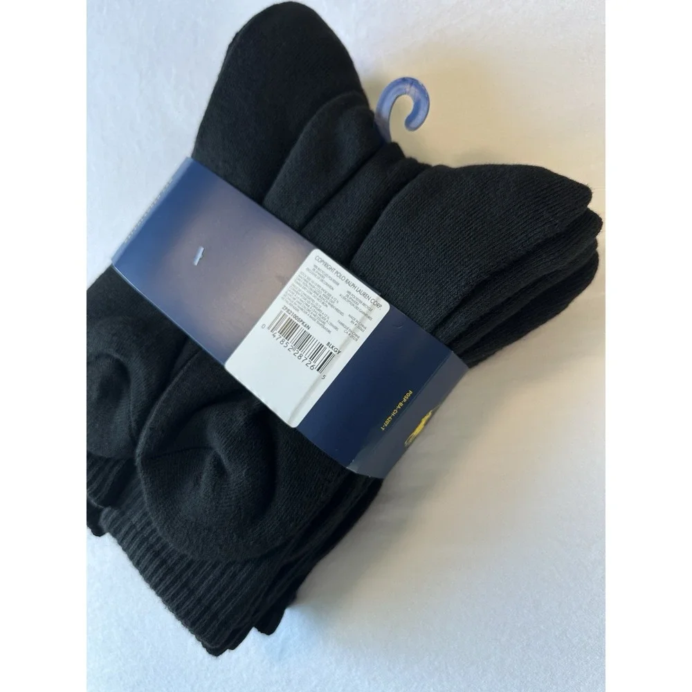 Polo Ralph Lauren‎ Men's - 6 Pair Crew Socks Classic Sport Cushioned Size 6-12.5